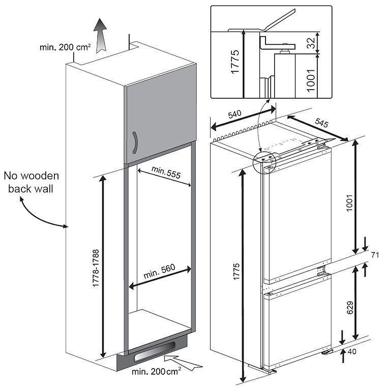 Beko BCHA275K41SN inbouw koel vriescombinatie - Afbeelding 2