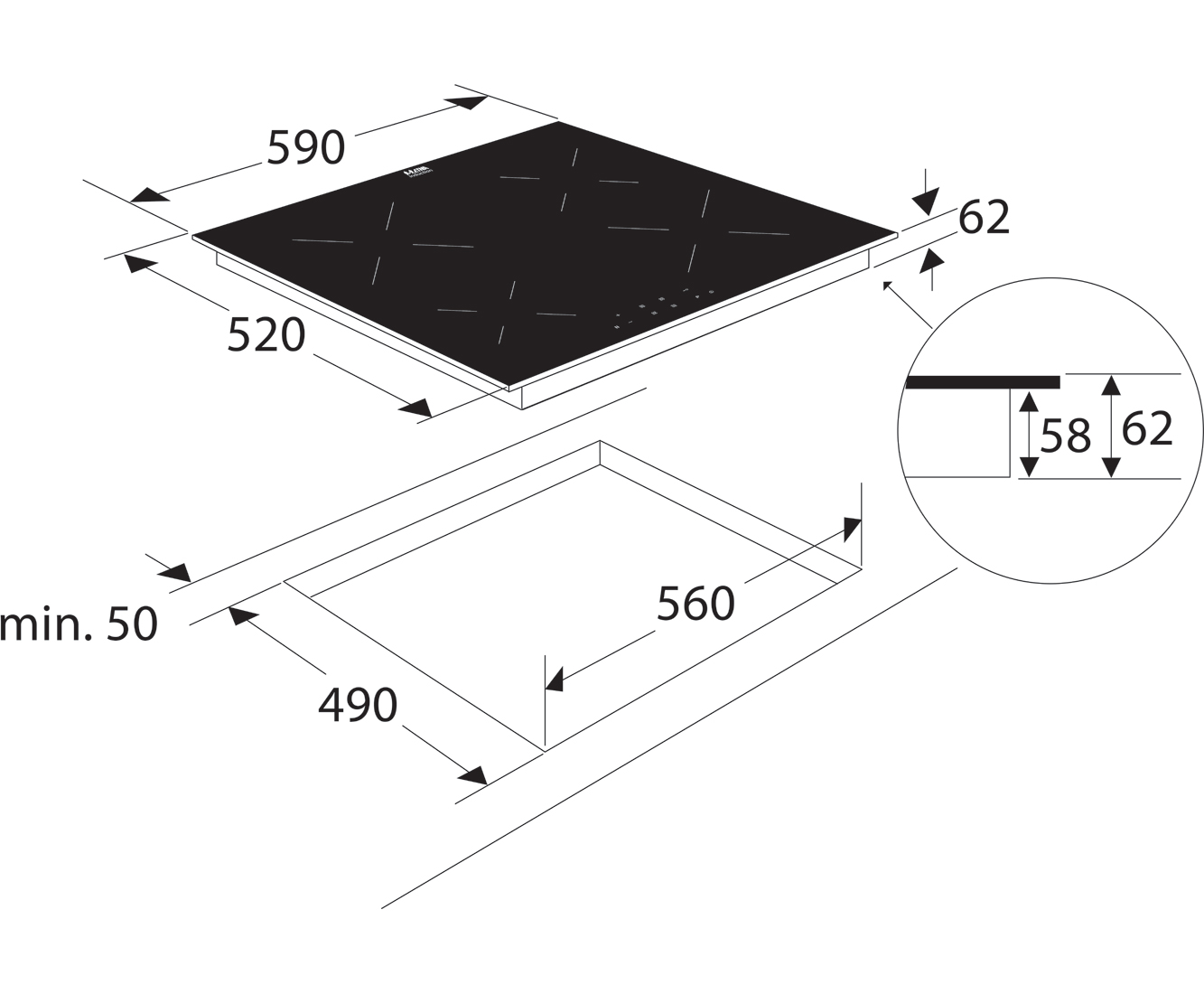 ETNA ki560zt inductiekookplaat - Afbeelding 2
